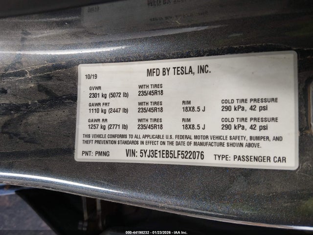 2020 TESLA MODEL 3 5YJ3E1EB5LF522076 Photo 8