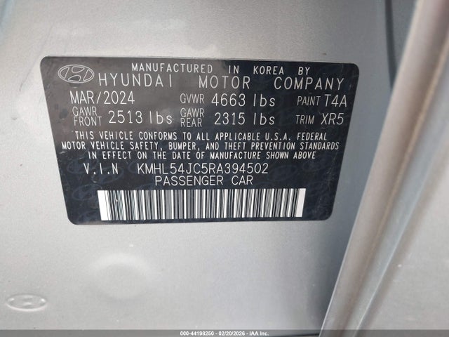 Aukcja sprzedaży 2024 Hyundai Sonata N Line, vin: KMHL54JC5RA394502, numer aukcji: 44198250