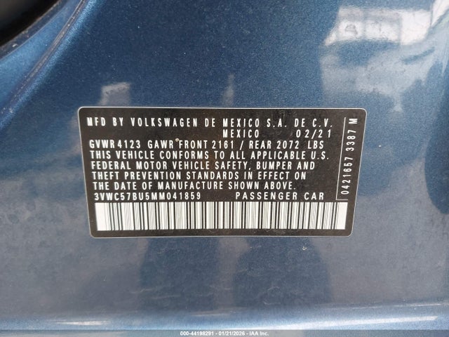 3VWC57BU5MM041859 Volkswagen Jetta 1.4t R-line/1.4t S/1.4t Se