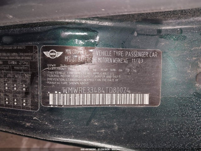 2004 MINI COOPER S WMWRE33484TD80024 Photo 8
