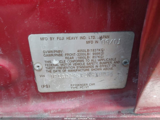 2002 SUBARU IMPREZA JF1GD296X2H518035 Photo 8