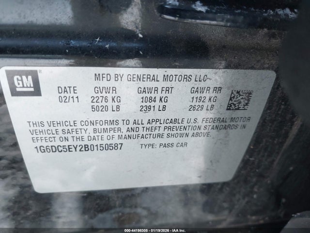 44198305 :رقم المزاد ، 1G6DC5EY2B0150587 vin ، 2011 Cadillac Cts Standard مزاد بيع