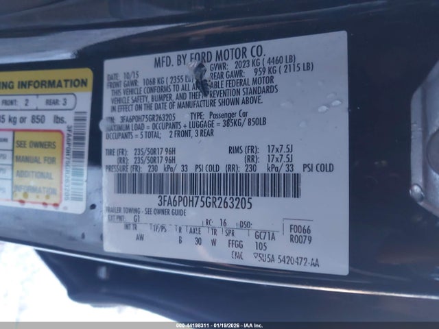 2016 FORD FUSION 3FA6P0H75GR263205 Photo 8