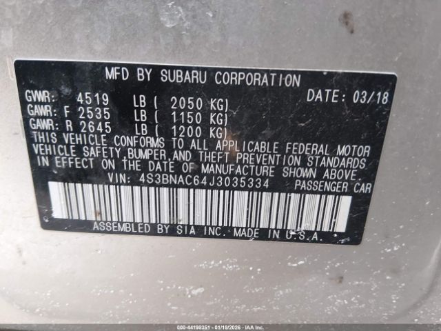 2018 SUBARU LEGACY 4S3BNAC64J3035334 Photo 8