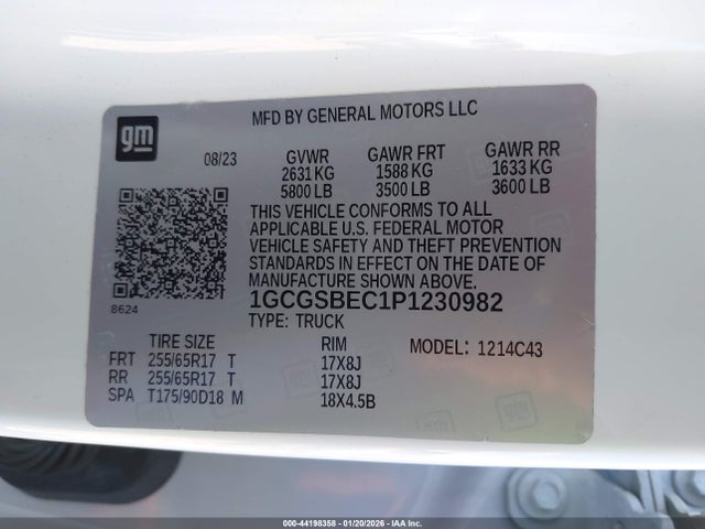 1GCGSBEC1P1230982 Chevrolet Colorado 2wd Short Box Wt