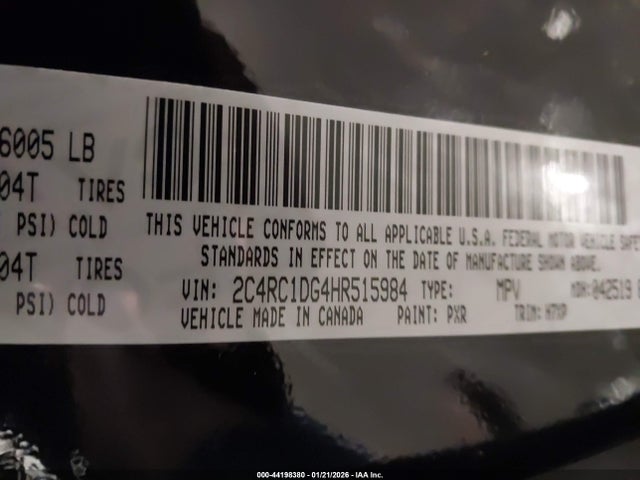 Aukcja sprzedaży 2017 Chrysler Pacifica Touring, vin: 2C4RC1DG4HR515984, numer aukcji: 44198380