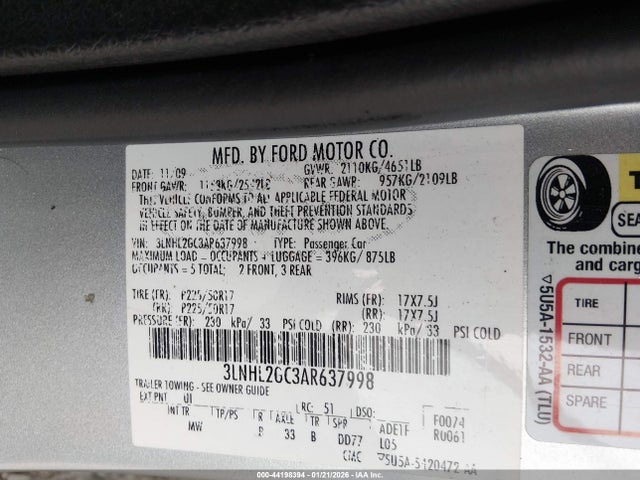2010 LINCOLN MKZ 3LNHL2GC3AR637998 Photo 8