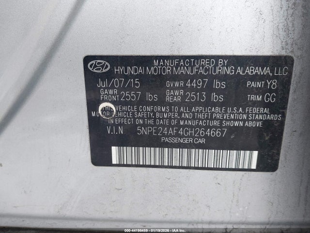 2016 HYUNDAI SONATA 5NPE24AF4GH264667 Photo 8