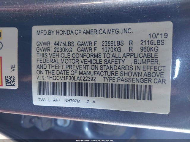 1HGCV1F30LA022392 Honda Accord Sport