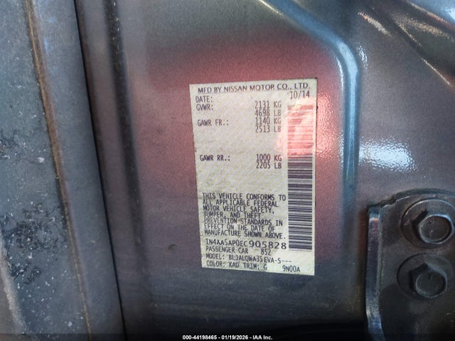 Nissan Maxima 3.5 S 2014 1N4AA5AP0EC905828 Image 9