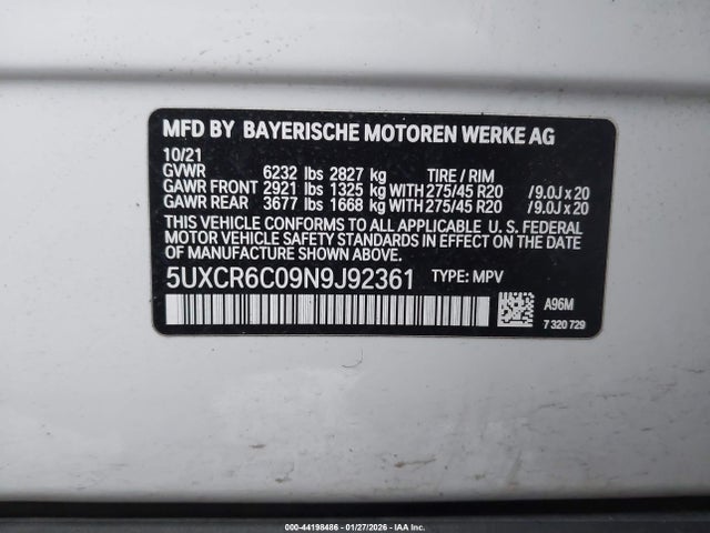 5UXCR6C09N9J92361 BMW X5 Xdrive40i