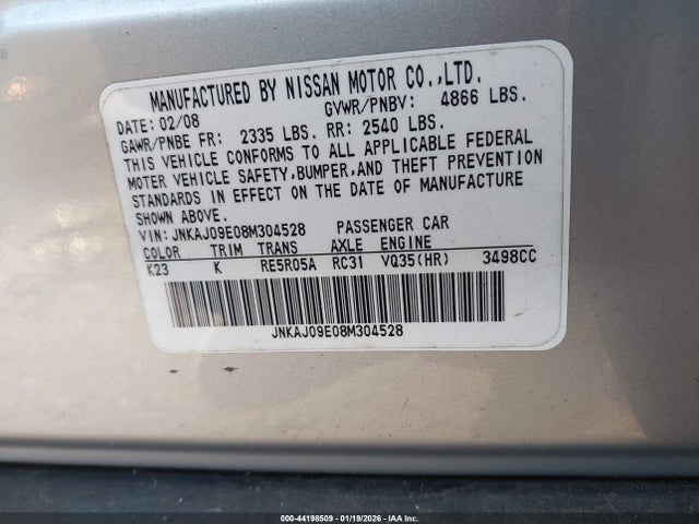 2008 INFINITI EX35 JNKAJ09E08M304528 Photo 8