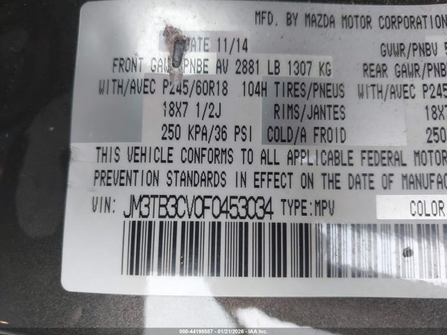 Mazda Cx-9 Touring 2015 JM3TB3CV0F0453034 Image 9