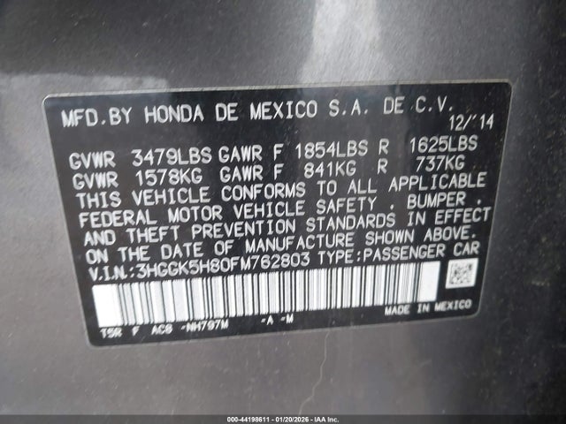 3HGGK5H80FM762803 Honda Fit Ex/ex-l