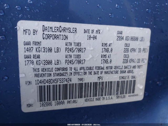 2005 DODGE DURANGO 1D4HD48DX5F537424 Photo 8