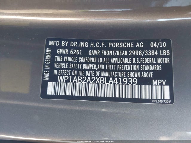 2011 PORSCHE CAYENNE WP1AB2A2XBLA41939 Photo 8