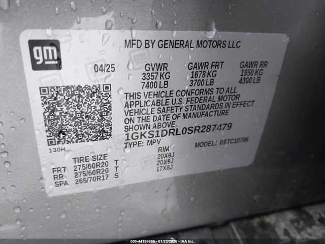 Aukcja sprzedaży 2025 Gmc Yukon 2wd Denali, vin: 1GKS1DRL0SR287479, numer aukcji: 44198695