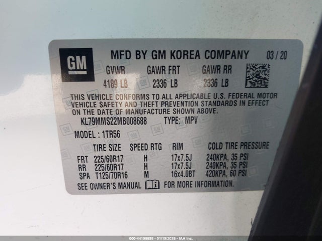KL79MMS22MB008688 Chevrolet Trailblazer Fwd Ls