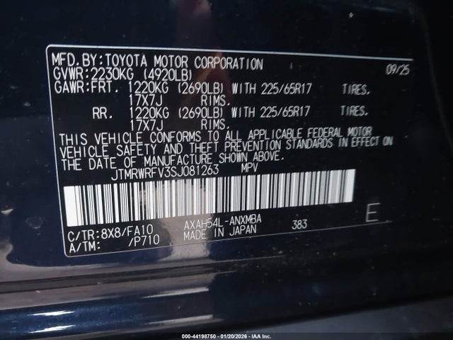 JTMRWRFV3SJ081263 Toyota Rav4 Hybrid Xle