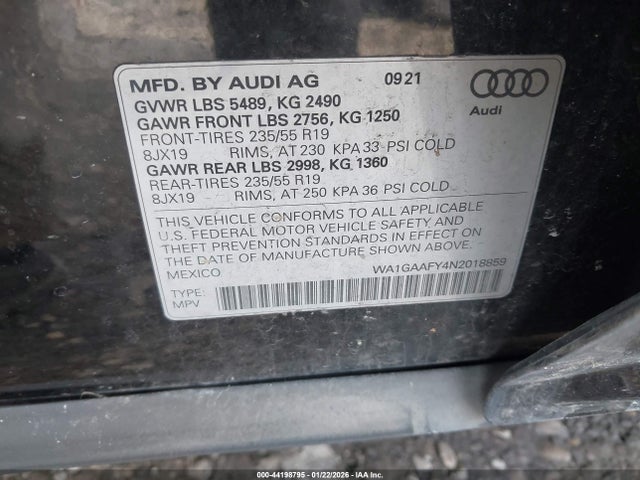 2022 AUDI Q5 WA1GAAFY4N2018859 Photo 8