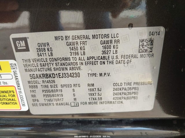 5GAKRBKD1EJ334230 Buick Enclave Leather