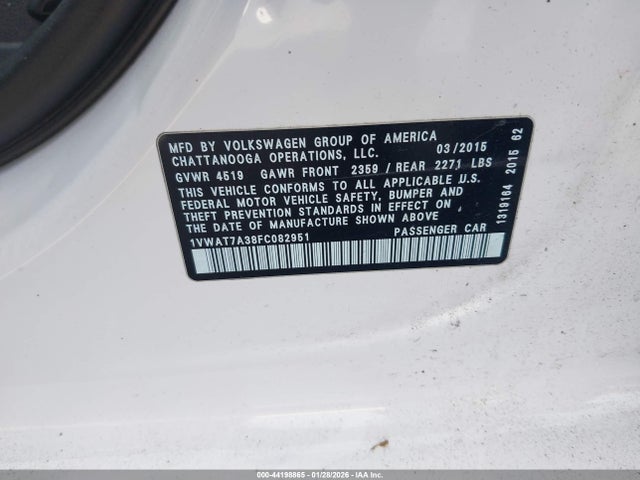 1VWAT7A38FC082951 Volkswagen Passat 1.8t Limited Edition