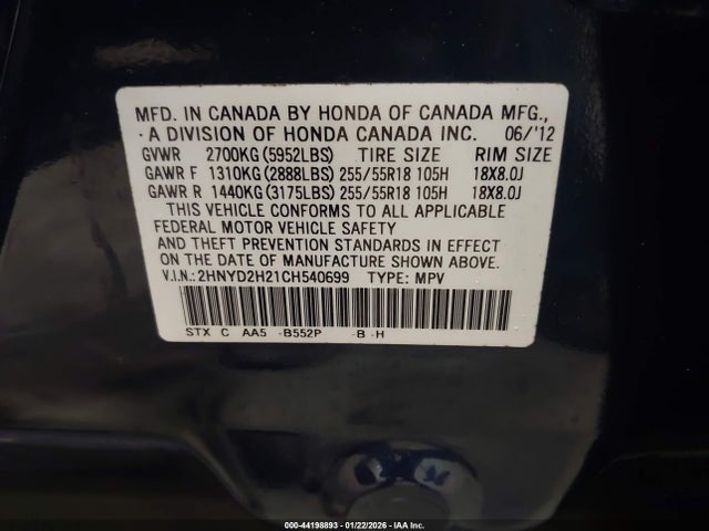 2012 ACURA MDX 2HNYD2H21CH540699 Photo 8