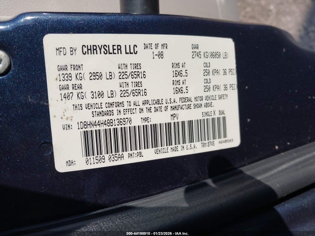 2008 DODGE GRAND CARAVAN 1D8HN44H48B136970 Photo 8