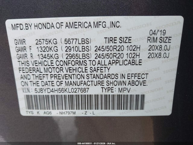 2019 ACURA MDX 5J8YD4H56KL027687 Photo 8