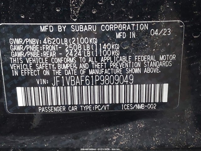 JF1VBAF61P9809049 Subaru Wrx Premium