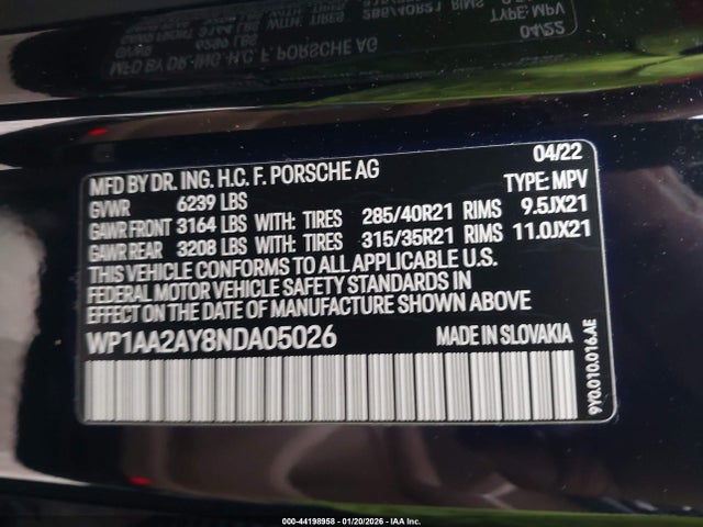 2022 PORSCHE CAYENNE WP1AA2AY8NDA05026 Photo 8