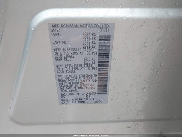5N1AL0MN8EC527867 Infiniti QX60