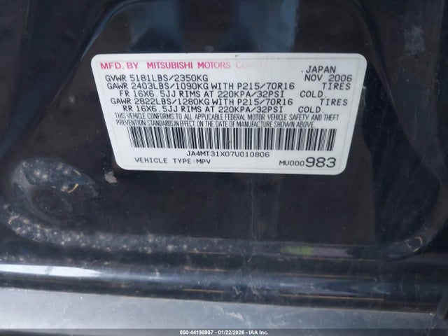 2007 MITSUBISHI OUTLANDER JA4MT31X07U010806 Photo 8