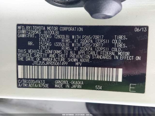 2013 TOYOTA 4RUNNER JTEZU5JR9D5061499 Photo 8