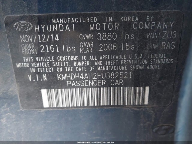 KMHDH4AH2FU382521 Hyundai Elantra Sport