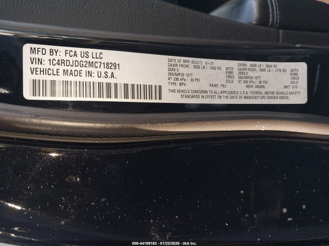 Продажа на аукционе авто 2021 Dodge Durango Gt Awd, vin: 1C4RDJDG2MC718291, номер лота: 44199163