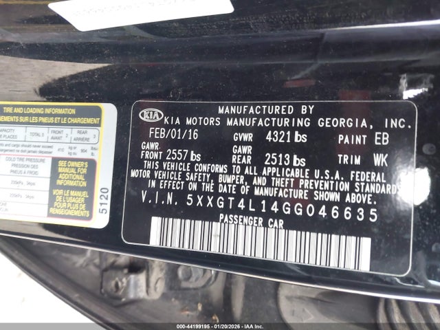 5XXGT4L14GG046635 KIA Optima Lx Turbo