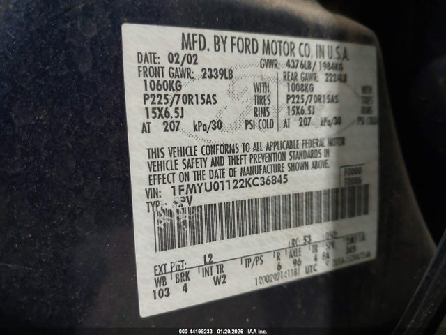2002 FORD ESCAPE 1FMYU01122KC36845 Photo 8