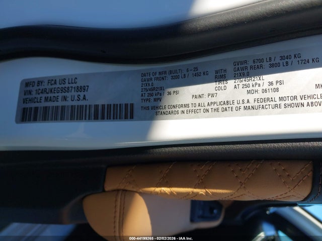 1C4RJKEG9S8718897 Jeep Grand Cherokee L Summit 4x4