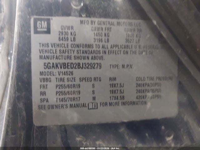 Aukcja sprzedaży 2011 Buick Enclave 1xl, vin: 5GAKVBED2BJ329279, numer aukcji: 44199395
