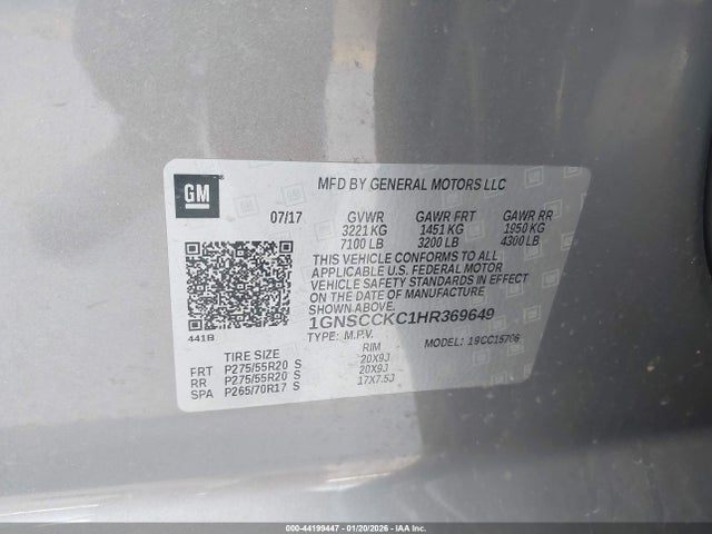 Chevrolet Tahoe Premier 2017 1GNSCCKC1HR369649 Image 9