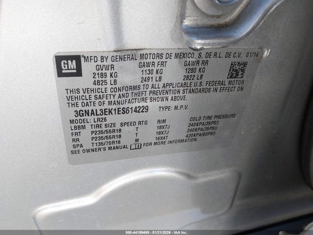 3GNAL3EK1ES614229 Chevrolet Captiva Sport Lt