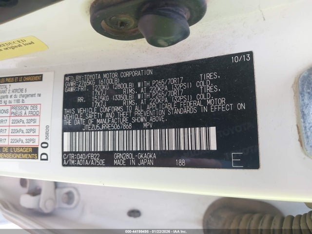 JTEZU5JR9E5067868 Toyota 4RUNNER SR5