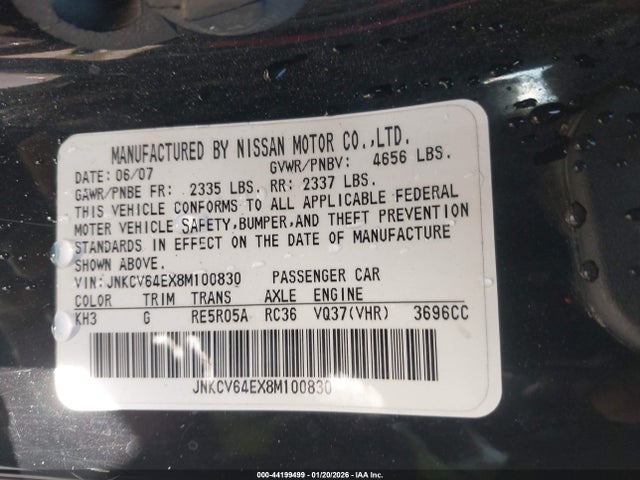 2008 INFINITI G37 JNKCV64EX8M100830 Photo 8