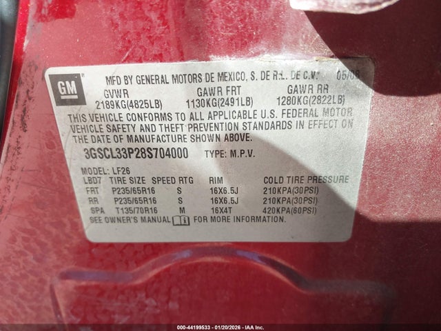 2008 SATURN VUE 3GSCL33P28S704000 Photo 8