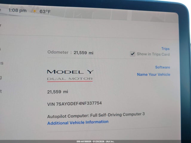 2022 TESLA MODEL Y 7SAYGDEF4NF337754 Photo 6