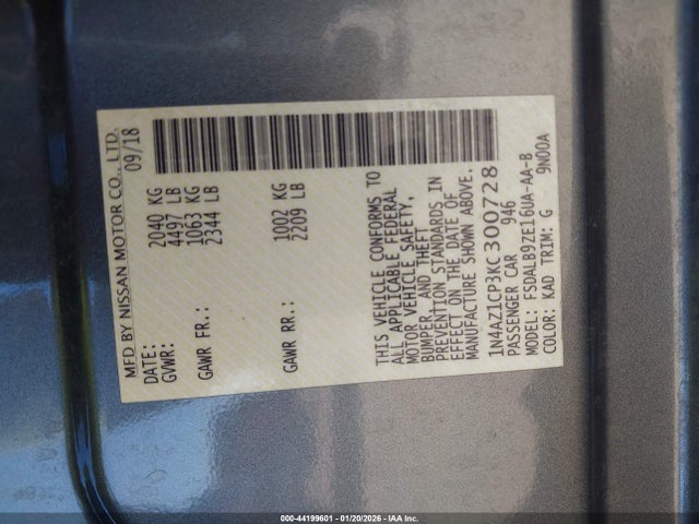 1N4AZ1CP3KC300728 Nissan LEAF S