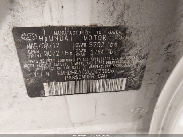 2012 HYUNDAI ELANTRA KMHDH4AE2CU476996 Photo 8