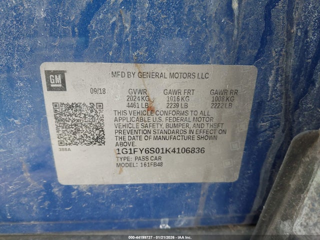 1G1FY6S01K4106836 Chevrolet BOLT EV LT