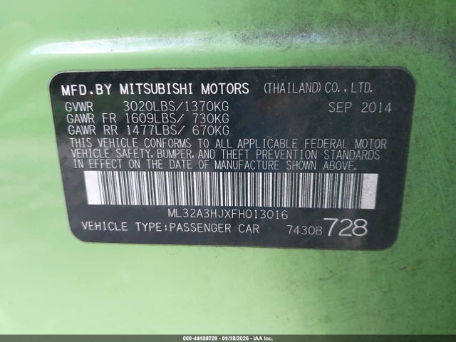 2015 MITSUBISHI MIRAGE ML32A3HJXFH013016 Photo 8